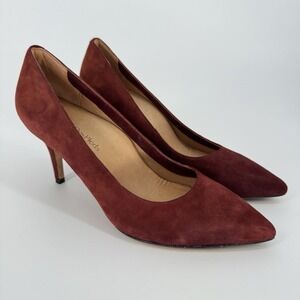 L'Amour Des Pieds Classic Pump Kalani Women's 9.5 Red Suede Leather Heel Slip On